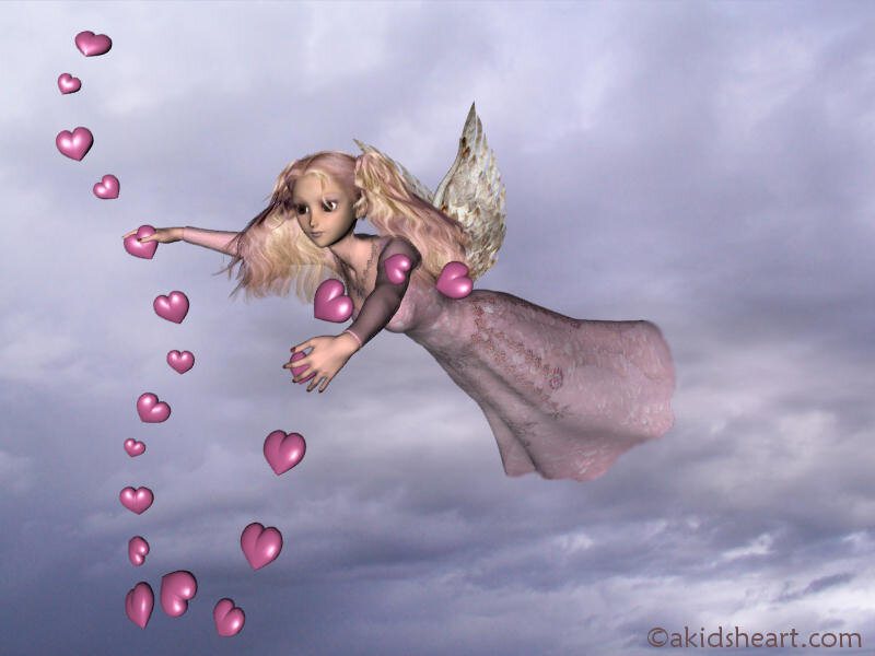 Angel Flying with Hearts