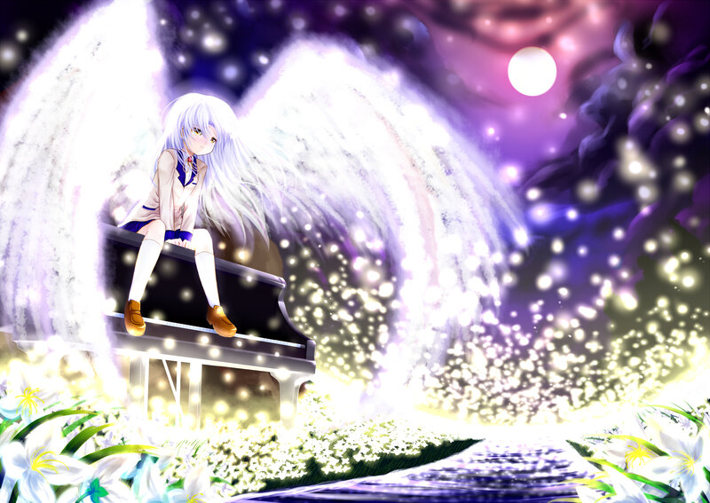 Angel girl at piano