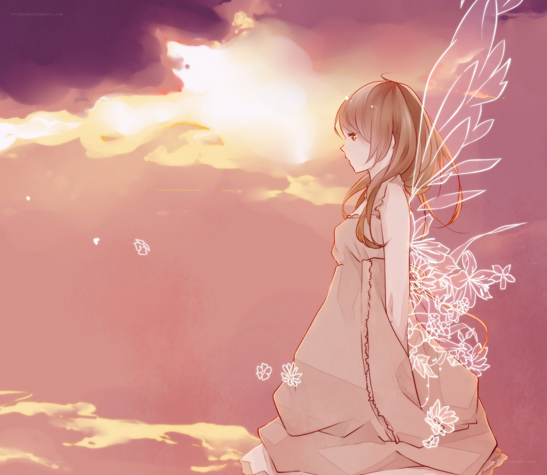 angel girl at sunset
