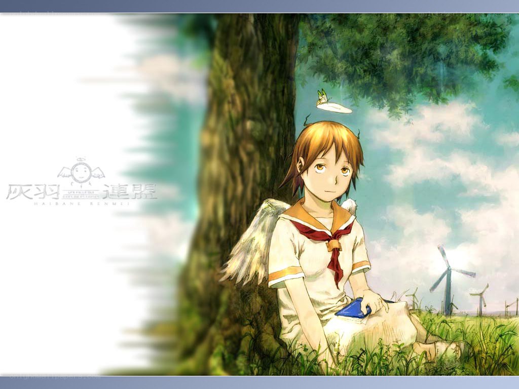 Angel girl by a tree