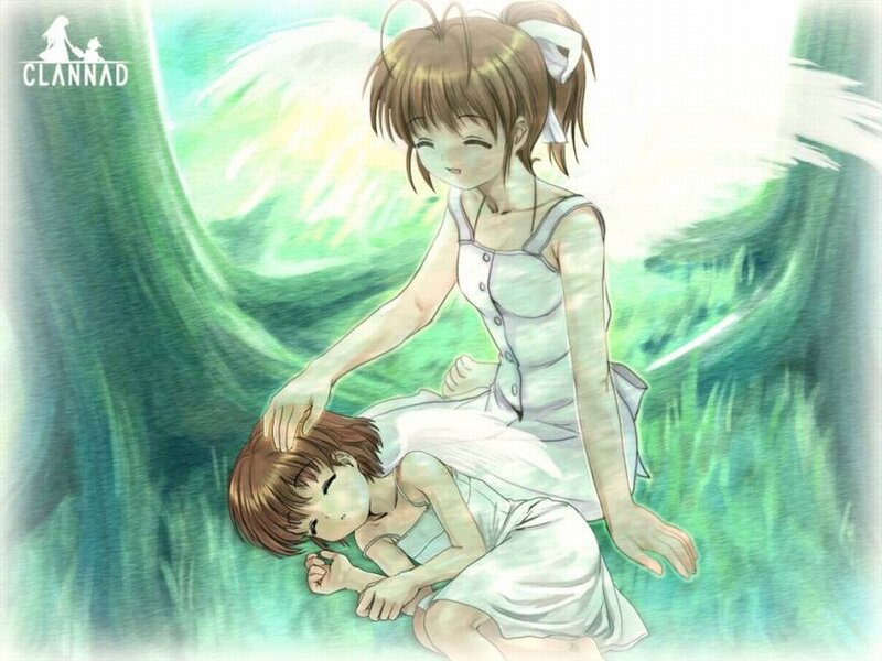 Angel girl comforting a child