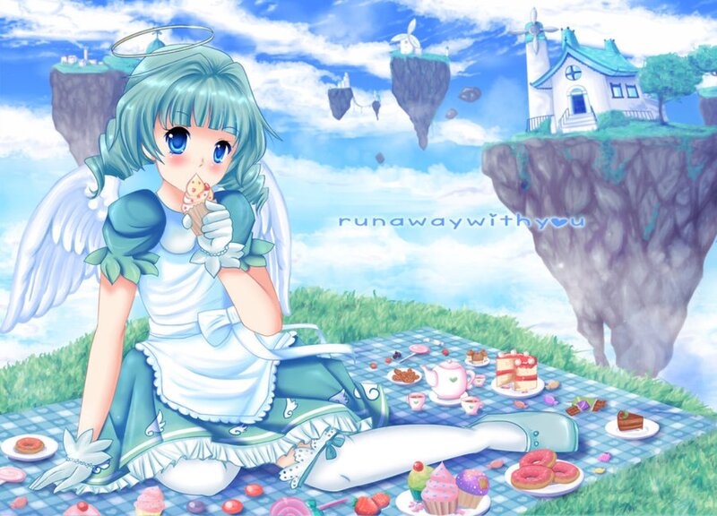 Angel Girl Eating Ice Cream