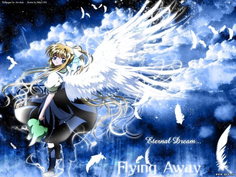 Angel girl flying in sky