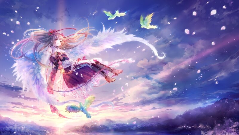 angel girl flying in sky