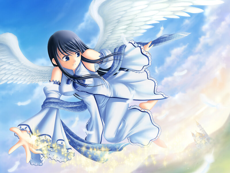 angel girl flying in sky
