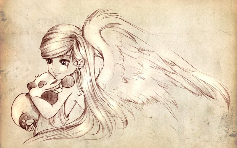 Angel Girl Holding Animal