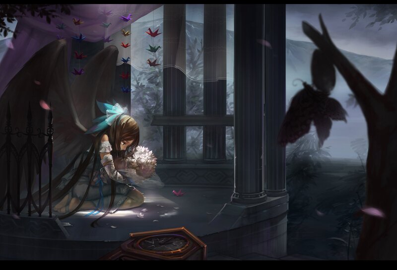 angel girl in a garden