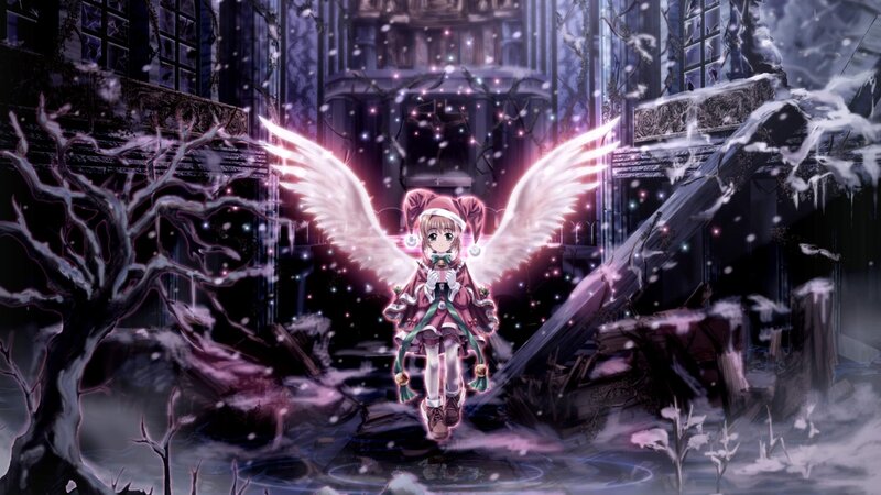 angel girl in a ruined castle