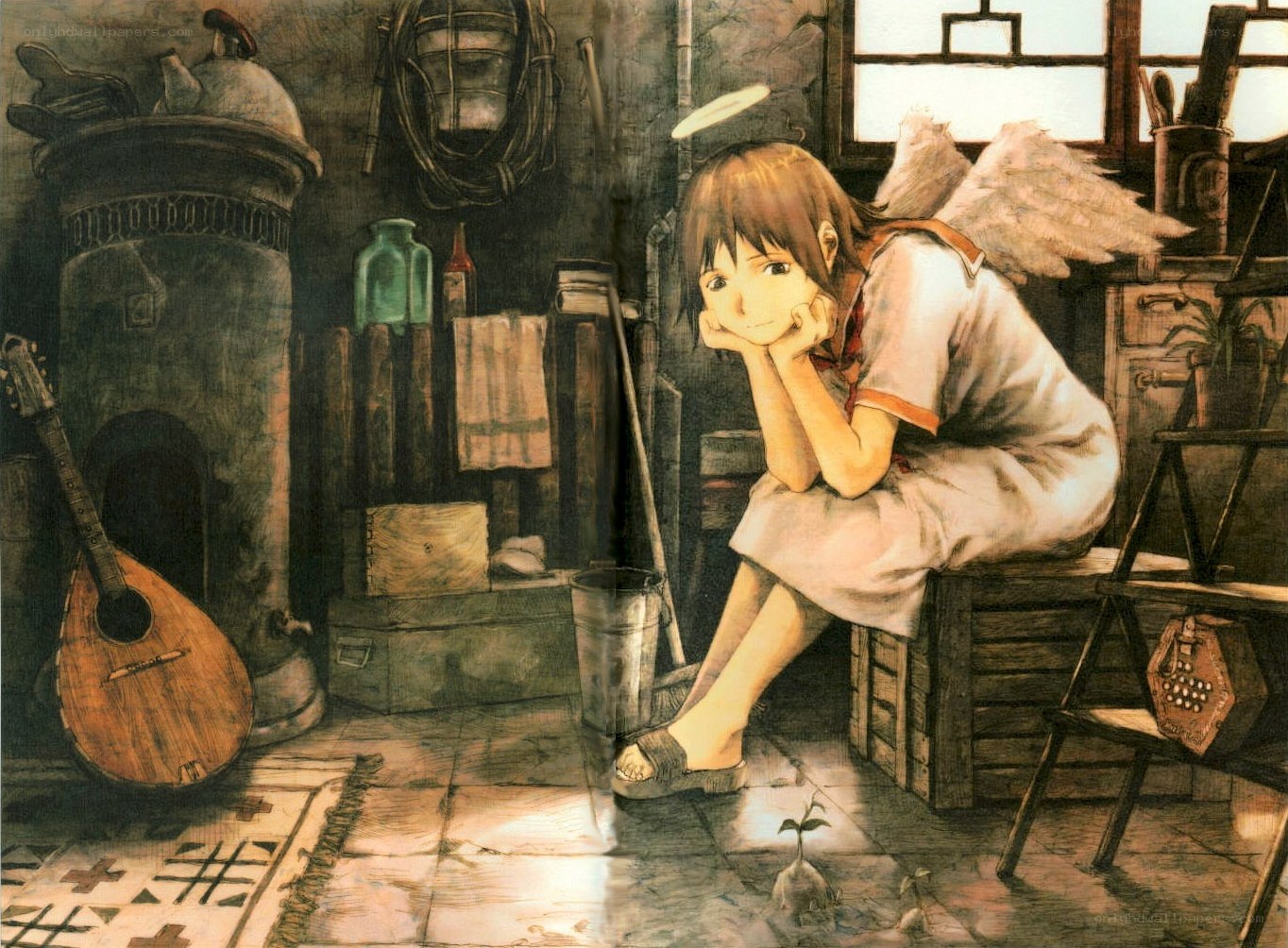 angel girl in a workshop