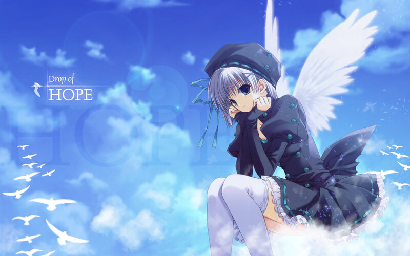 angel girl in blue sky