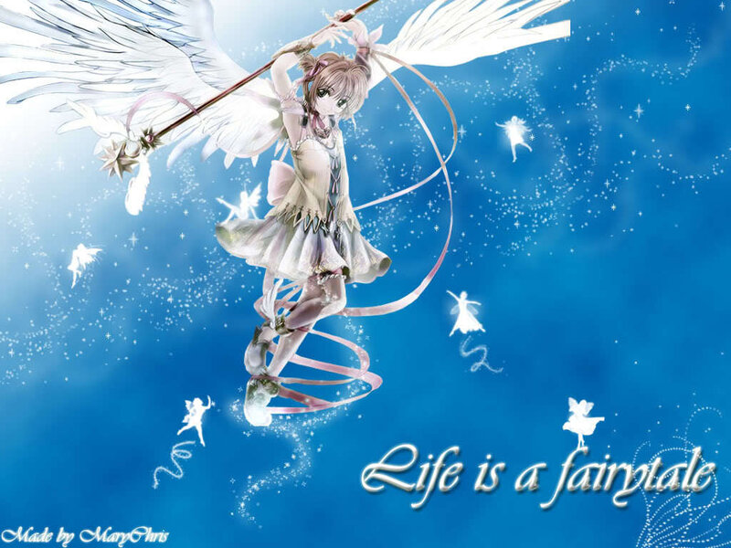 angel girl in blue sky