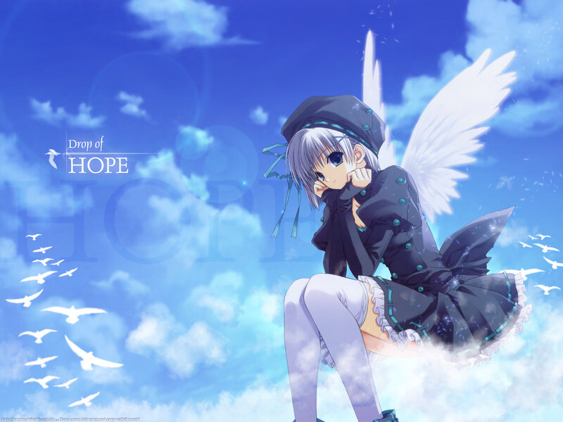 Angel girl in blue sky