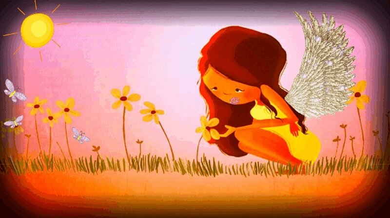 Angel Girl in Field — Pink