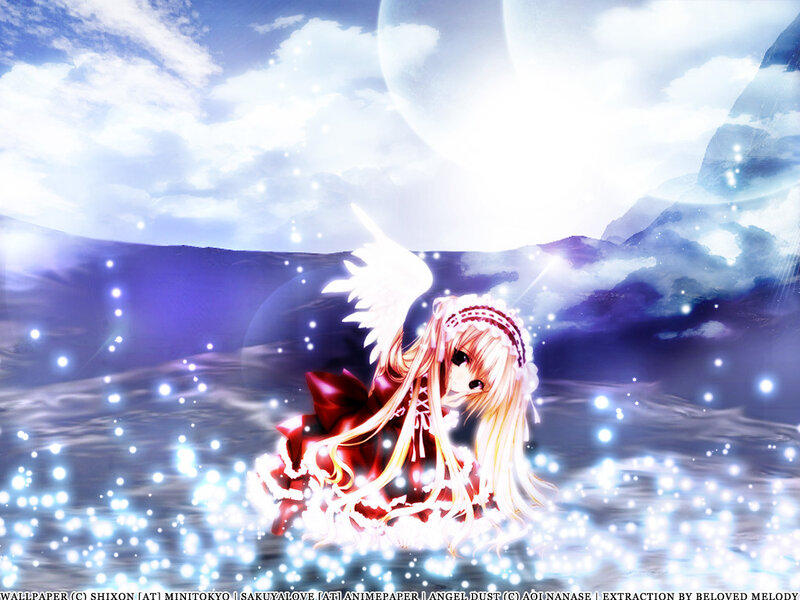 angel girl in glowing water
