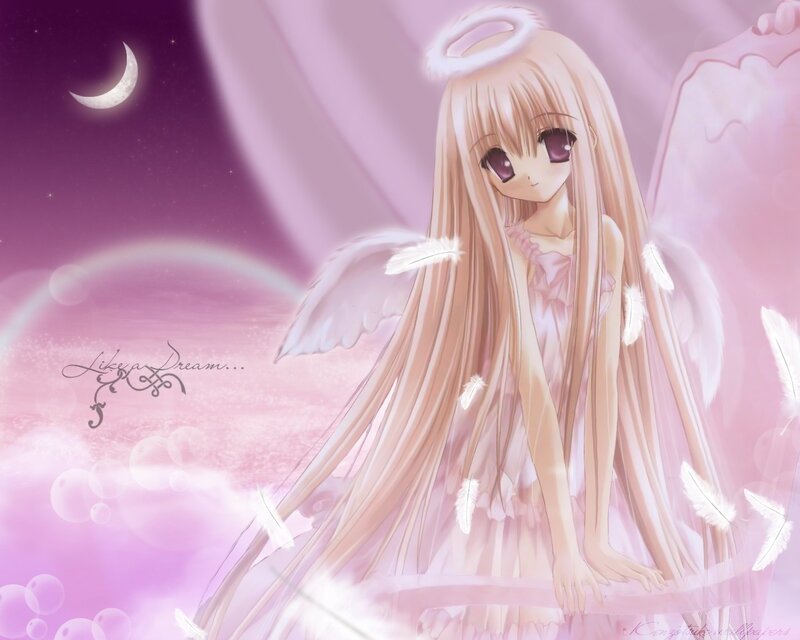Angel girl in pink dream