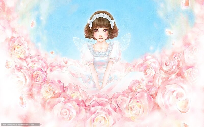 angel girl in rose garden