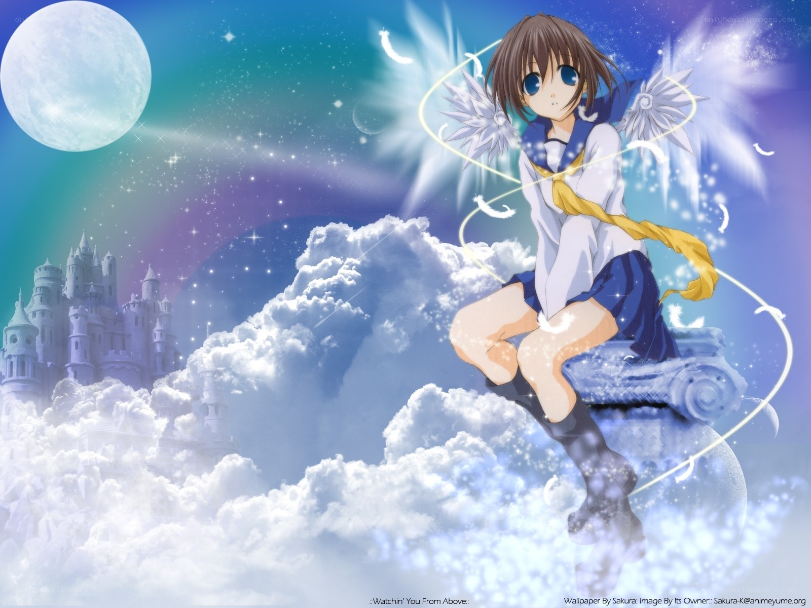 angel girl in sky castle