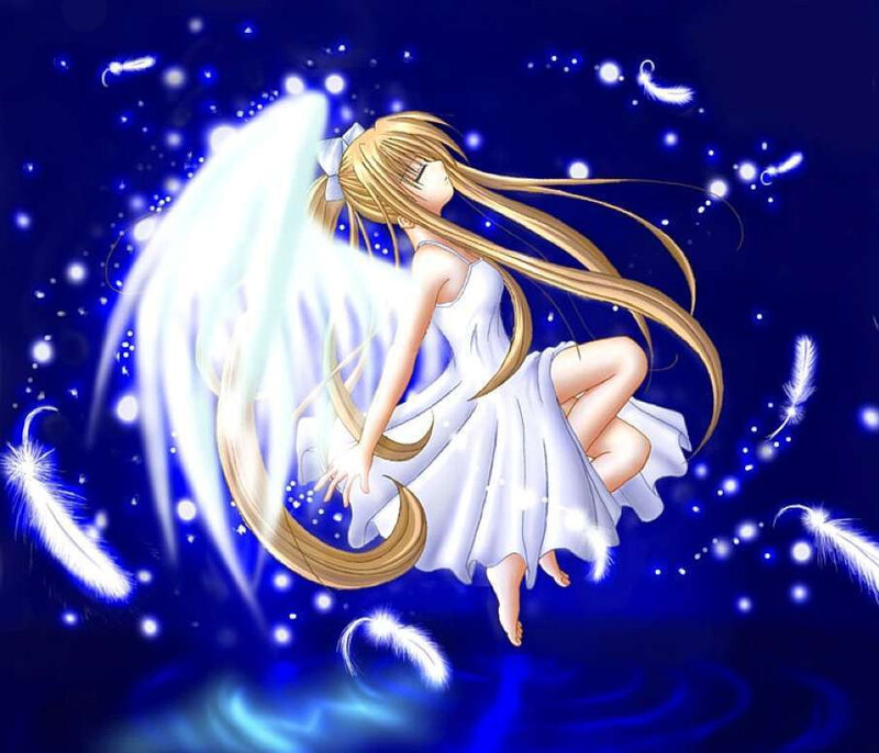 angel girl in starry night