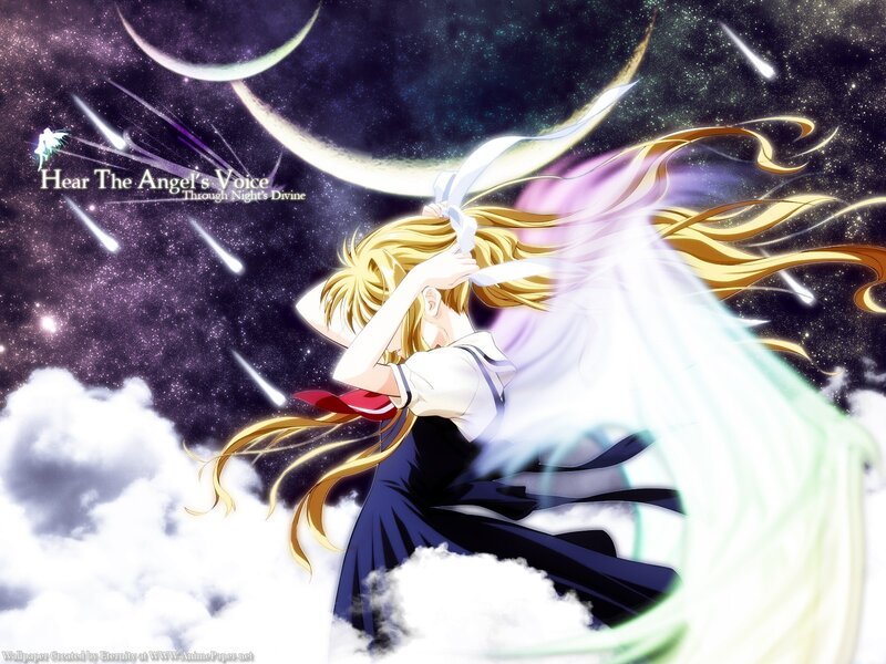 Angel girl in starry sky