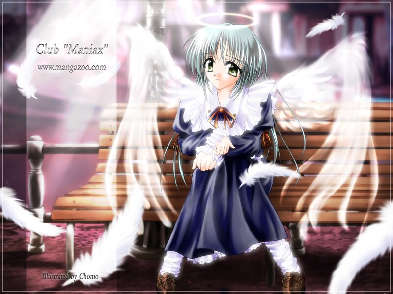 Angel girl on a bench