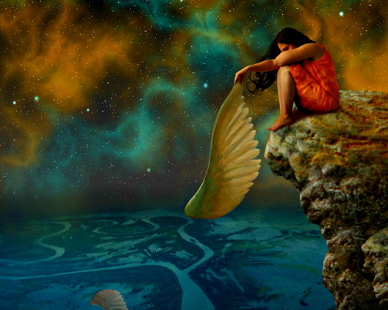 Angel Girl on Cliff