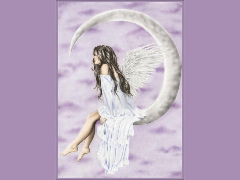 Angel Girl on Crescent Moon