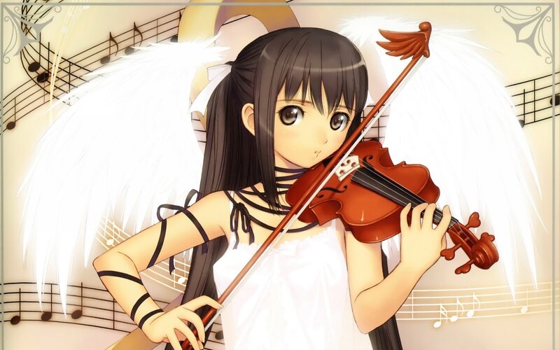 Angel girl playing violin