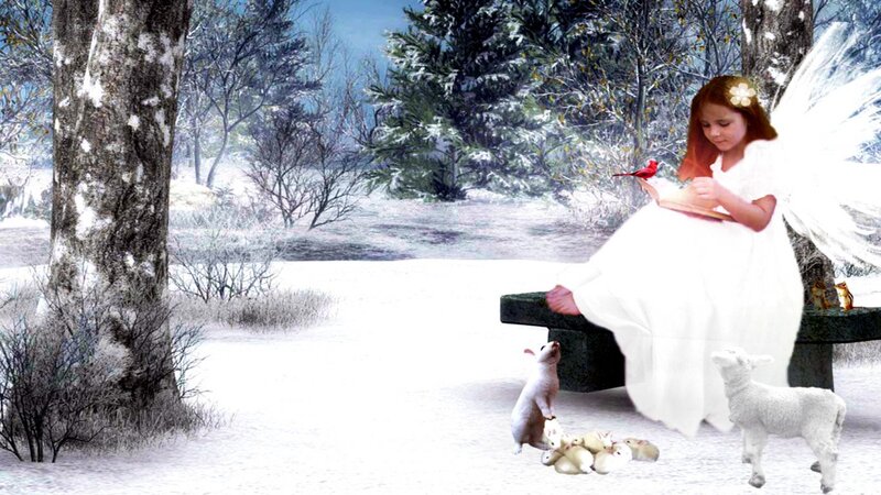 Angel Girl Reading Book — White, Serene