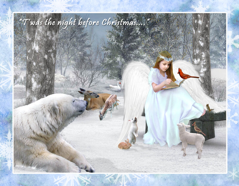Angel Girl Reading Book — White