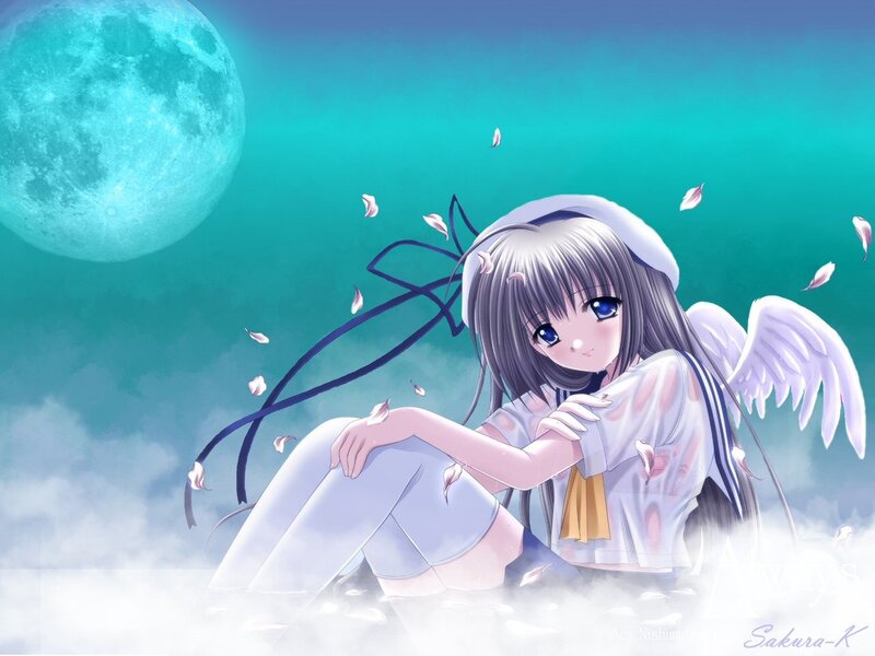 Angel girl under the moon