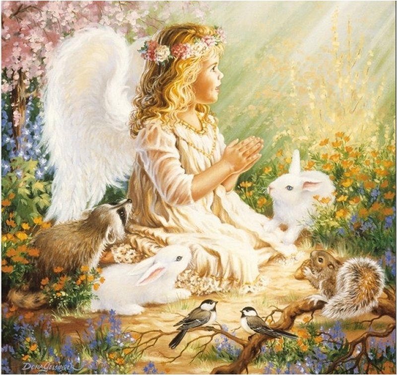 Angel Girl with Animals