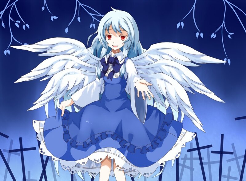 Angel girl with blue dress