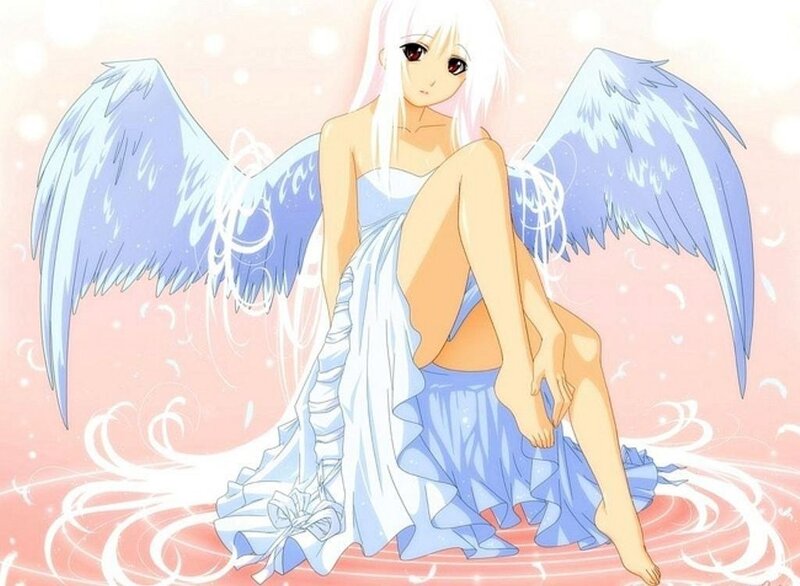 angel girl with blue wings