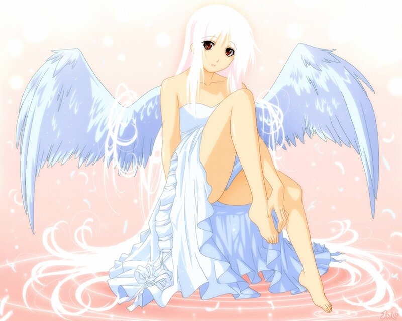 angel girl with blue wings