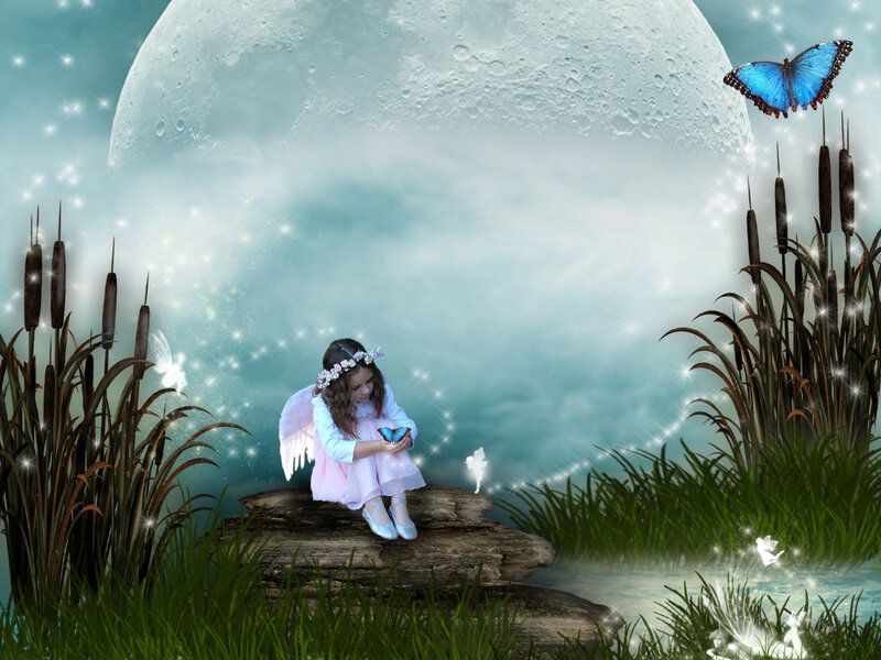 Angel girl with butterfly