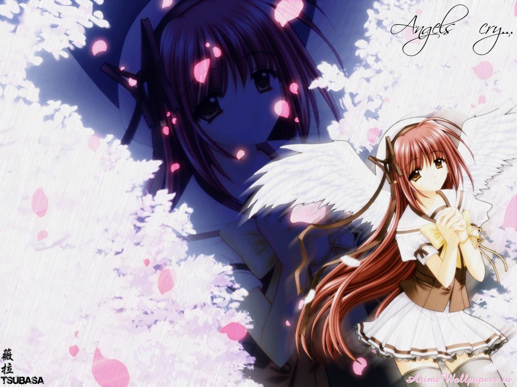 Angel girl with cherry blossoms