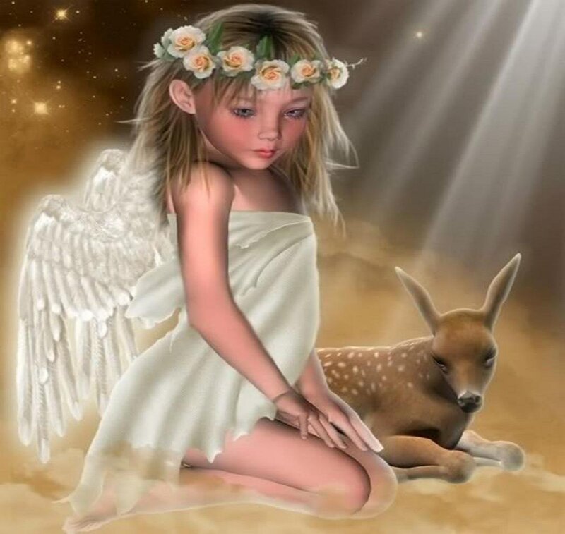 Angel Girl with Deer