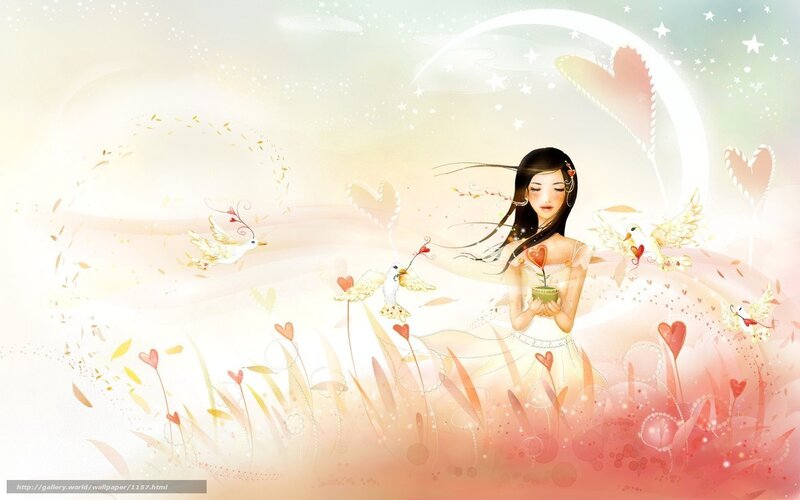 Angel girl with doves