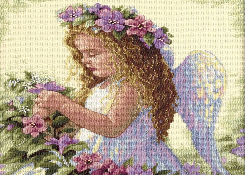 Angel girl with flowers