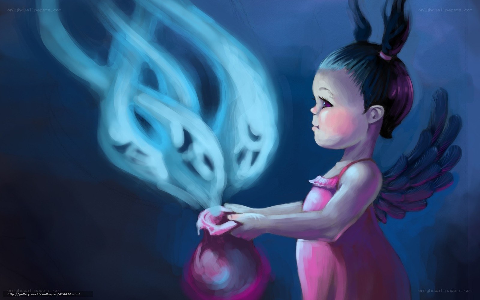 angel girl with glowing magic