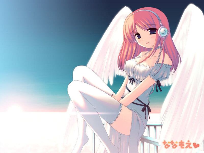 Angel girl with headphones
