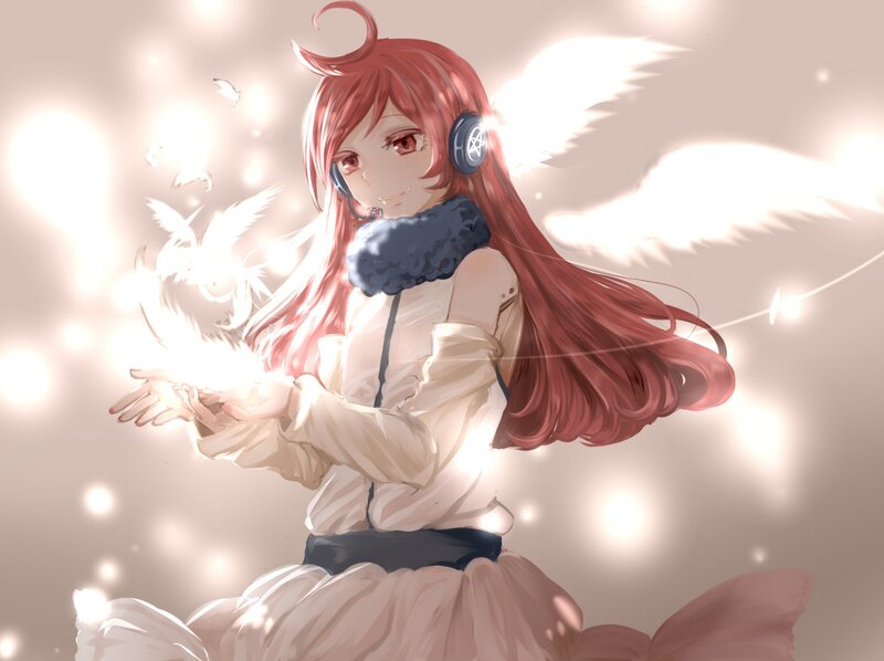 Angel girl with headphones