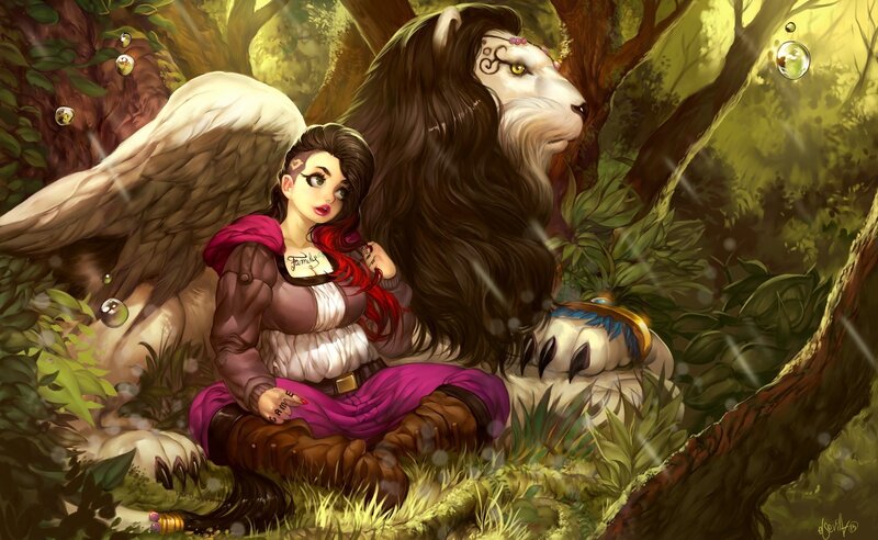 Angel Girl with Lion