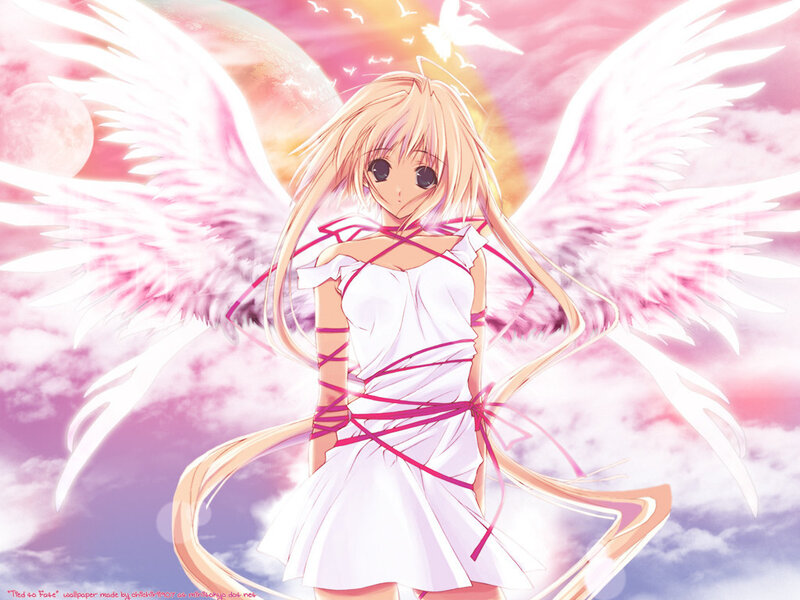 angel girl with pink wings