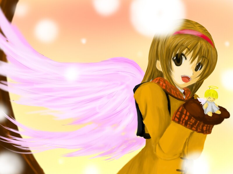 angel girl with pink wings