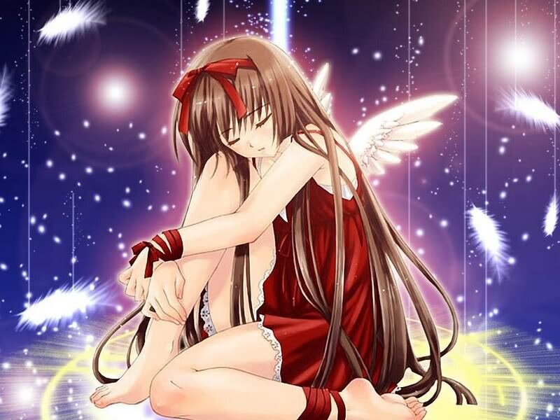 Angel girl with red dress