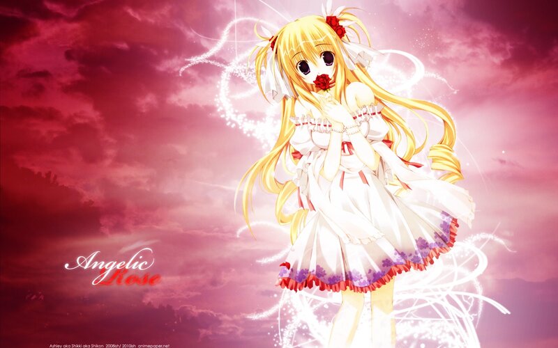Angel girl with rose