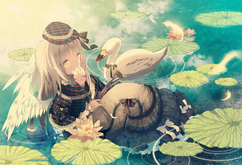Angel Girl with Swan — Green