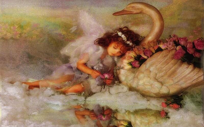 angel girl with swan