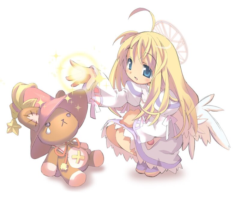 Angel Girl with Teddy Bear — Pink